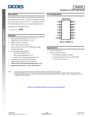 74AHC08 Datasheet PDF Diodes Incorporated.