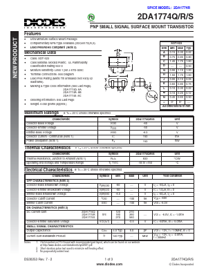 2DA1774S-7-F Datasheet PDF Diodes Incorporated.