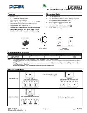 2DA1774QLP Datasheet PDF Diodes Incorporated.