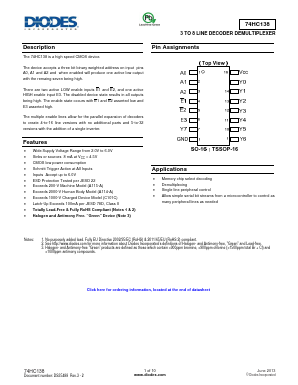 74HC138S16 Datasheet PDF Diodes Incorporated.