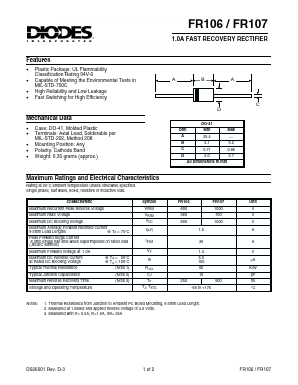 FR106 Datasheet PDF Diodes Incorporated.