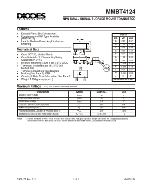 MMBT4124 Datasheet PDF Diodes Incorporated.