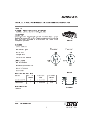 ZXMD63C03X Datasheet PDF Diodes Incorporated.