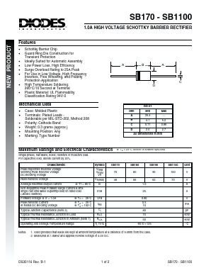 SB110 Datasheet PDF Diodes Incorporated.