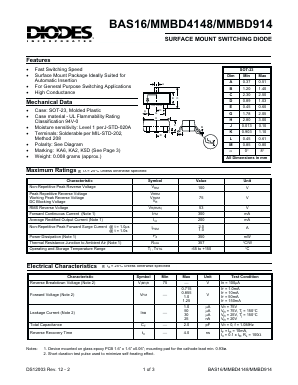 BAS16-7 Datasheet PDF Diodes Incorporated.