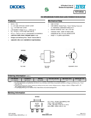 FZT1053A Datasheet PDF Diodes Incorporated.