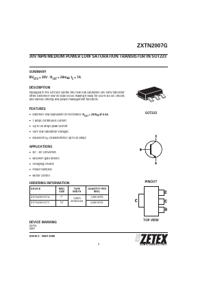 ZXTN2007GTA Datasheet PDF Diodes Incorporated.