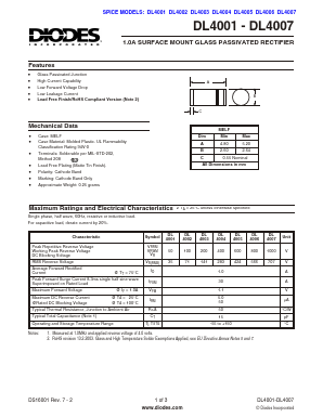 DL4001 Datasheet PDF Diodes Incorporated.