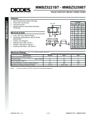 MMBZ5250BT Datasheet PDF Diodes Incorporated.