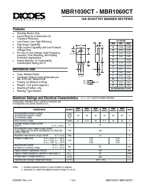 MBR1030CT Datasheet PDF Diodes Incorporated.