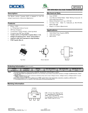 DZTA42Q Datasheet PDF Diodes Incorporated.