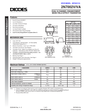 2N7002V Datasheet PDF Diodes Incorporated.