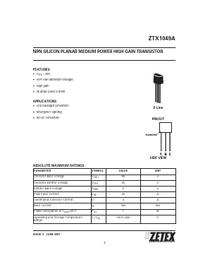 ZTX1049A Datasheet PDF Diodes Incorporated.