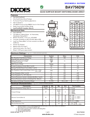 BAV756DW-7-F Datasheet PDF Diodes Incorporated.