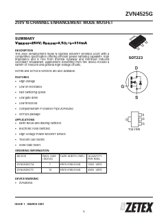 ZVN4525G Datasheet PDF Diodes Incorporated.