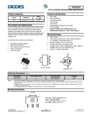 ZVN4525G Datasheet PDF Diodes Incorporated.