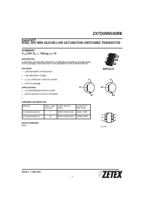 ZXTD09N50DE6 Datasheet PDF Diodes Incorporated.