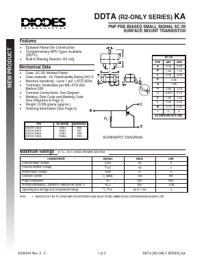 DDTA124GKA-7 Datasheet PDF Diodes Incorporated.