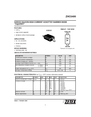 ZHCS400 Datasheet PDF Diodes Incorporated.