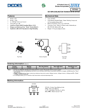 FZT603TA Datasheet PDF Diodes Incorporated.