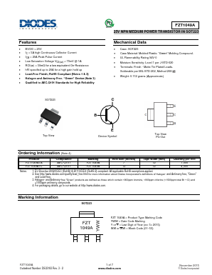 FZT1049ATC Datasheet PDF Diodes Incorporated.