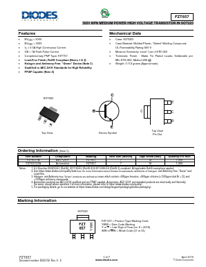 FZT657 Datasheet PDF Diodes Incorporated.