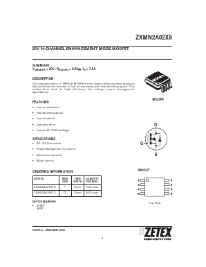 ZXMN2A02X8TC Datasheet PDF Diodes Incorporated.