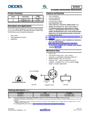 2N7002K Datasheet PDF Diodes Incorporated.