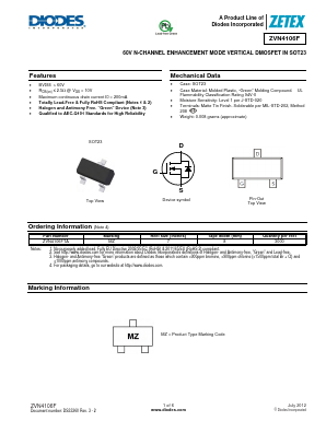 ZVN4106F Datasheet PDF Diodes Incorporated.