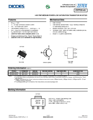 ZXTP2014GTA Datasheet PDF Diodes Incorporated.