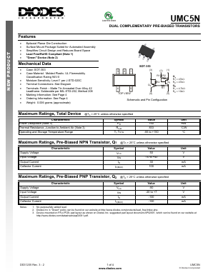 UMC5N Datasheet PDF Diodes Incorporated.