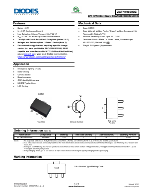 ZXTN19020DZ Datasheet PDF Diodes Incorporated.