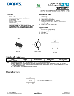 ZXTP25100CFHTA Datasheet PDF Diodes Incorporated.