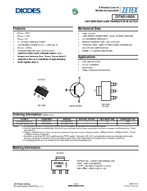 ZXTN25100DGQTA Datasheet PDF Diodes Incorporated.