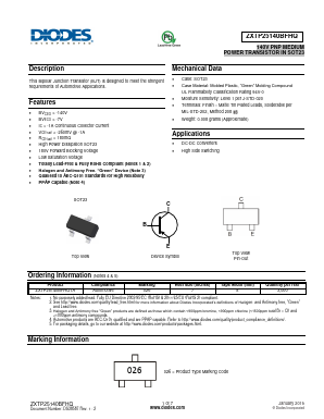 ZXTP25140BFHQ Datasheet PDF Diodes Incorporated.