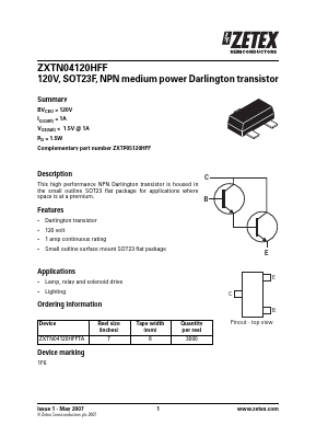 ZXTN04120HFF Datasheet PDF Diodes Incorporated.