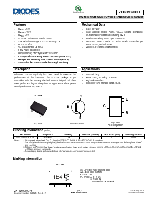 ZXTN19060CFF Datasheet PDF Diodes Incorporated.