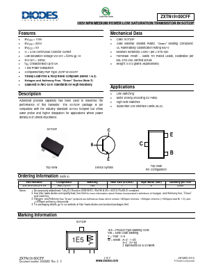 ZXTN19100CFF Datasheet PDF Diodes Incorporated.