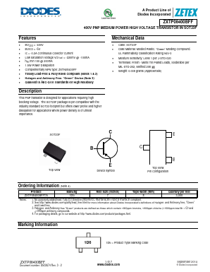 ZXTP08400BFF Datasheet PDF Diodes Incorporated.