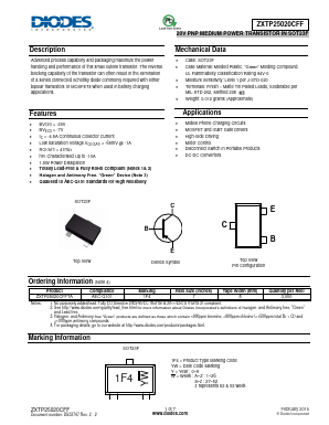 ZXTP25020CFFTA Datasheet PDF Diodes Incorporated.