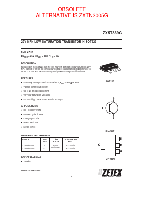 ZX5T869G Datasheet PDF Diodes Incorporated.
