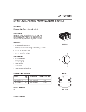 ZXTP2006E6 Datasheet PDF Diodes Incorporated.