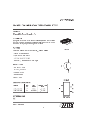 ZXTN2005GTC Datasheet PDF Diodes Incorporated.