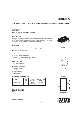ZXTN2007ZTA Datasheet PDF Diodes Incorporated.