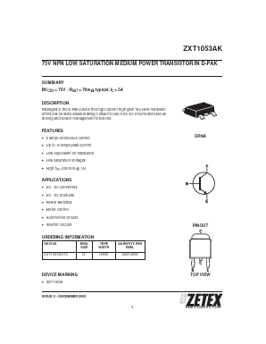 ZXT1053AK Datasheet PDF Diodes Incorporated.