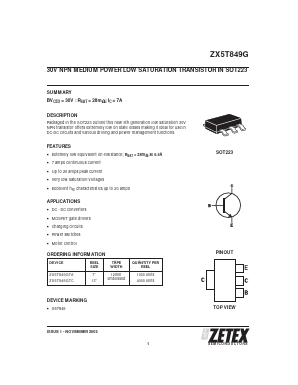 ZX5T849GTC Datasheet PDF Diodes Incorporated.