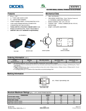 BC857BFA Datasheet PDF Diodes Incorporated.