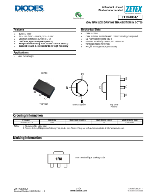 ZXTN4004Z Datasheet PDF Diodes Incorporated.