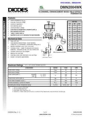 DMN2004WK-7 Datasheet PDF Diodes Incorporated.