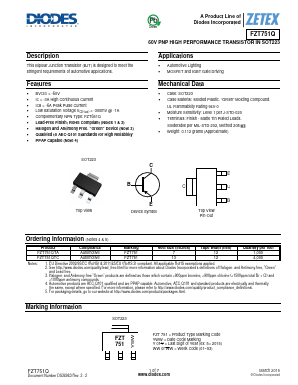 FZT751QTC Datasheet PDF Diodes Incorporated.